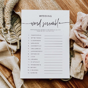 ブライダルシャワーアクティビティカードワードスクランブルゲーム 招待状