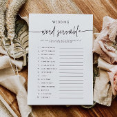 ブライダルシャワーアクティビティカードワードスクランブルゲーム 招待状