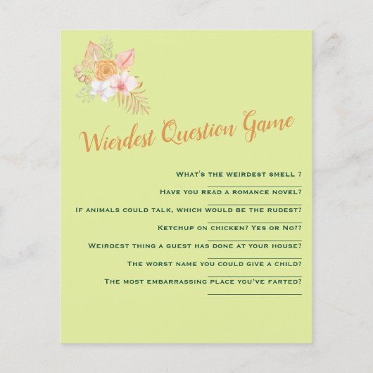 ブライダルシャワーアクティビティボーホフローラワイアーストゲーム (裏面)