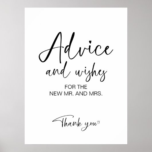 ブライダルシャワーアドバイスとウィッシュサイン ポスター (正面)