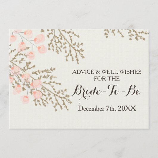 ブライダルシャワーアドバイスとWell Wishesカード アドバイスカード (正面)