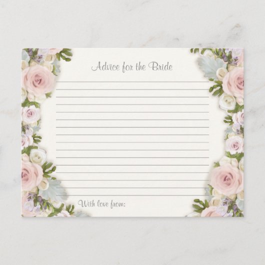 ブライダルシャワーアドバイスの花嫁バラかわいらしフローラ アドバイスカード (正面)