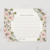 ブライダルシャワーアドバイスの花嫁バラかわいらしフローラ アドバイスカード (正面/裏面)