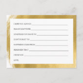 ブライダルシャワーアドバイスカードの金ゴールド絵を描ルック アドバイスカード (裏面)