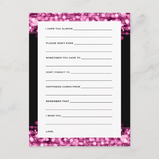 ブライダルシャワーアドバイスカードパーティースパークピンク アドバイスカード (正面)