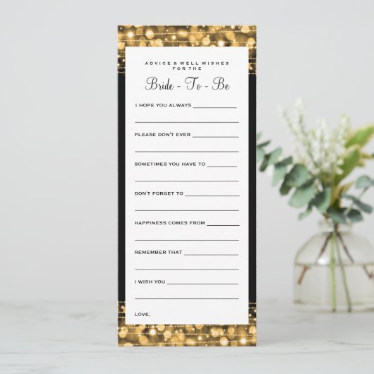 ブライダルシャワーアドバイスカードパーティースパーク金ゴールド 招待状 (スタンド正面)