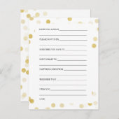 ブライダルシャワーアドバイスカードフェイクゴールドフォイルグリッター アドバイスカード (正面/裏面)