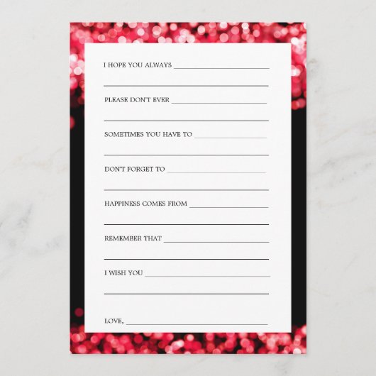 ブライダルシャワーアドバイスカードレッドライト アドバイスカード (正面)