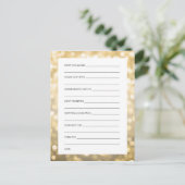 ブライダルシャワーアドバイスカード金ゴールドグリッターライト アドバイスカード (スタンド正面)