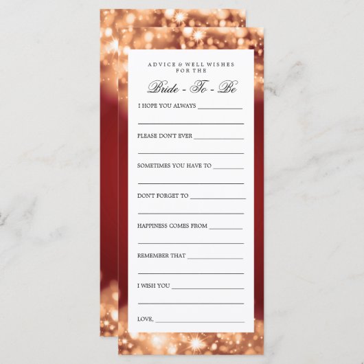 ブライダルシャワーアドバイスカード金ゴールドラきらめくイト (正面/裏面)