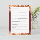 ブライダルシャワーアドバイスカード金ゴールドラきらめくイト 招待状 (スタンド正面)