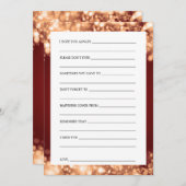 ブライダルシャワーアドバイスカード金ゴールドラきらめくイト 招待状 (正面/裏面)