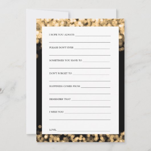 ブライダルシャワーアドバイスカード金ゴールド灯 招待状 (正面)