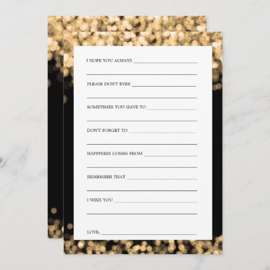 ブライダルシャワーアドバイスカード金ゴールド灯 招待状 (正面/裏面)