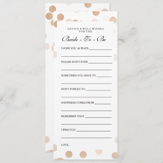 ブライダルシャワーアドバイスカード銅箔グリッター アドバイスカード (正面/裏面)