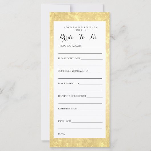 ブライダルシャワーアドバイスカード ゴールドホイル スターズ コンフェッティ (正面)