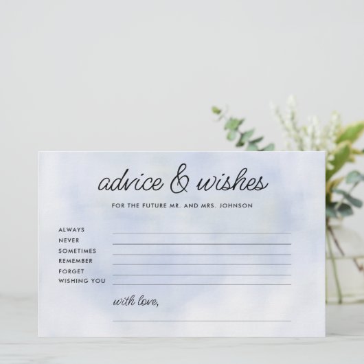 ブライダルシャワーアドバイスゲームクラウド9パステルブルーシック 便箋 (スタンド正面)