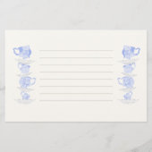 ブライダルシャワーアドバイスゲームティーセット中国レース金ゴールド 便箋 (裏面)