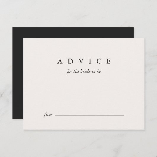 ブライダルシャワーアドバイスブライドブラックとトープ アドバイスカード (正面/裏面)