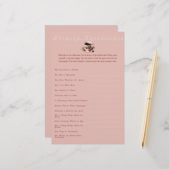 ブライダルシャワーアフタヌーンティーミックスとミングルゲーム (正面/裏面インサイチュ)