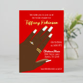 ブライダルシャワーアフリカ系アメリカ実在人 箔招待状 (立ち正面)