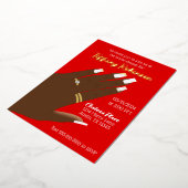 ブライダルシャワーアフリカ系アメリカ実在人 箔招待状 (回転した状態)