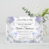 ブライダルシャワーアメジストトロピカルリーフェイスウォーター色 招待状 (スタンド正面)