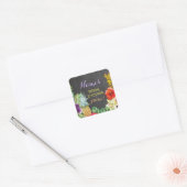 ブライダルシャワーアロハルアウ(ハワイ式宴会)かわいらしラベル スクエアシール (封筒)