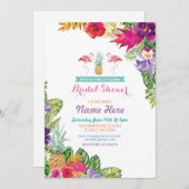 ブライダルシャワーアロハルアウ(ハワイ式宴会)フラミンゴ招待状 招待状 (正面/裏面)