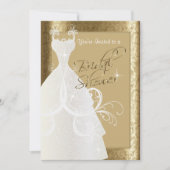 ブライダルシャワーアンティーク金ゴールドダマスク 招待状 (正面)