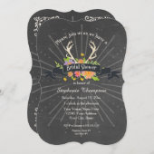 ブライダルシャワーアントラーワイルドフラワースターバスト 素朴 招待状 (正面/裏面)