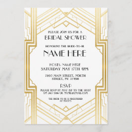ブライダルシャワーアールデコ1920の金ゴールドパーティー招待状 招待状