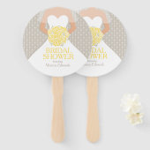 ブライダルシャワーイエローローズホワイトドレスフカスタムァン ハンドファン (正面&裏面)