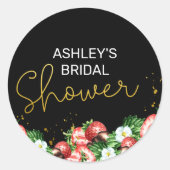 ブライダルシャワーイチゴと花 ラウンドシール (正面)