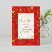 ブライダルシャワーイチョウ葉 箔シーズンカード (立ち正面)