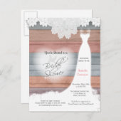 ブライダルシャワーインカラフルビーチウッドデザイン インビテーションポストカード (正面/裏面)