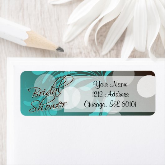 ブライダルシャワーインターコイズブルーとブラウン ラベル (インサイチュ)
