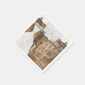 ブライダルシャワーインバ素朴ンウッドデザイン スタンダードカクテルナプキン (角)