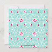 ブライダルシャワーインビテーションガウンターコイズダマスク 招待状 (裏面)