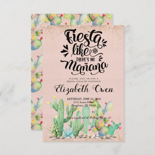 ブライダルシャワーインビテーション-グラムカクタス 招待状 (正面/裏面)