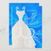 ブライダルシャワーインベビーブルーサテン 招待状 (正面/裏面)