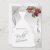 ブライダルシャワーインホワイトアンドシルバーグリッター 招待状 (正面)