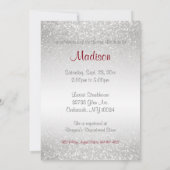 ブライダルシャワーインホワイトアンドシルバーグリッター 招待状 (裏面)