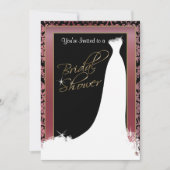 ブライダルシャワーインメタリック金ゴールド&バラ招待状 招待状 (正面)