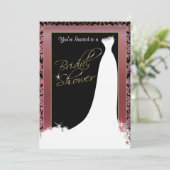 ブライダルシャワーインメタリック金ゴールド&バラ招待状 招待状 (スタンド正面)