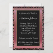 ブライダルシャワーインメタリック金ゴールド&バラ招待状 招待状 (裏面)