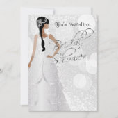 ブライダルシャワーイン白グリッター招待状 招待状 (正面)