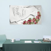 ブライダルシャワーイン白グリッター 横断幕 (トレードショー)