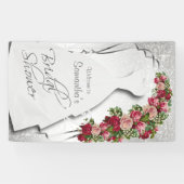 ブライダルシャワーイン白グリッター 横断幕 (横)