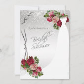 ブライダルシャワーイン白銀グリッター 招待状 (正面)